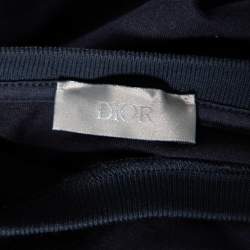 Pre Owned Dior Homme Navy Blue Cotton & Oblique Logo Mesh Inset Crewneck T-Shirt XL