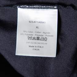 Pre Owned Dior Homme Navy Blue Cotton & Oblique Logo Mesh Inset Crewneck T-Shirt XL
