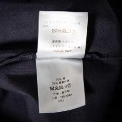 Pre Owned Dior Homme Navy Blue Cotton & Oblique Logo Mesh Inset Crewneck T-Shirt XL