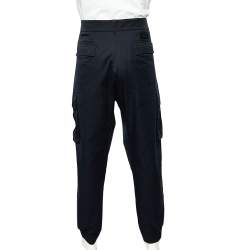 Pre Owned Dior Homme Navy Blue Cotton Gabardine Cargo Pants XXXL
