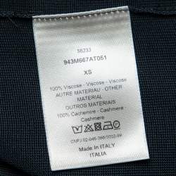 Pre Owned Dior Homme Navy Blue Knit Cashmere Logo Intrasia Knit Trim High Neck Sweater XS