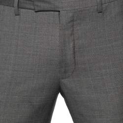 مملوكة مسبقًا Dior Homme Grey Check Pattern Wool Tapered Leg Pants XS
