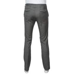 مملوكة مسبقًا Dior Homme Grey Check Pattern Wool Tapered Leg Pants XS
