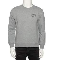 Pre Owned Dior Grey Cotton Logo Embroidered Crewneck Sweatshirt L