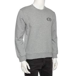 Pre Owned Dior Grey Cotton Logo Embroidered Crewneck Sweatshirt L