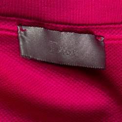 Pre Owned Dior Pink Cotton Pique Bee Logo Detailed Polo T-Shirt S