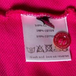 Pre Owned Dior Pink Cotton Pique Bee Logo Detailed Polo T-Shirt S