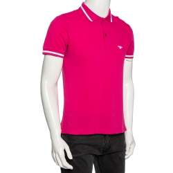 Pre Owned Dior Pink Cotton Pique Bee Logo Detailed Polo T-Shirt S
