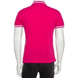 Pre Owned Dior Pink Cotton Pique Bee Logo Detailed Polo T-Shirt S