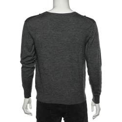 Pre Owned Dior Homme Grey Wool Knit V-Neck Sweater L
