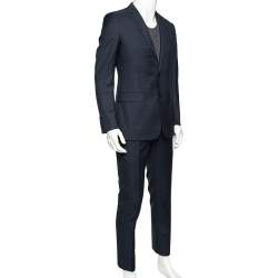Dior Navy Blue Wool Single Breasted Suit M