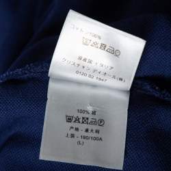 مملوكة مسبقًا تي شيرت بولو ديور رجالي قطن أزرق كحلي بيكيه مطرز شعار الماركة قصة مجسمة مقاس كبير (لارج)