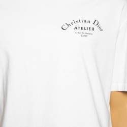 Dior White Logo Printed Cotton Short Sleeve T-Shirt L