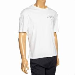 Dior White Logo Printed Cotton Short Sleeve T-Shirt L