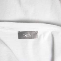 Dior White Logo Printed Cotton Short Sleeve T-Shirt L