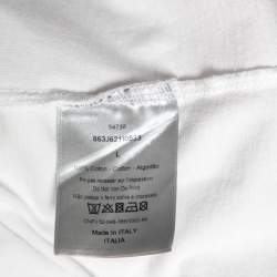 Dior White Logo Printed Cotton Short Sleeve T-Shirt L