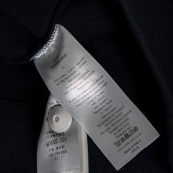 Dior Homme Navy Blue Cotton Knit Oblique Pattern Trim Detail Hooded Sweatshirt L