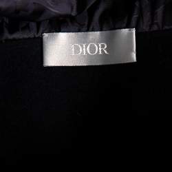Dior Homme Navy Blue Cotton Knit Oblique Pattern Trim Detail Hooded Sweatshirt L