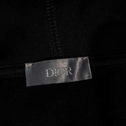 Pre Owned Dior Homme Black Flocked Logo Printed Hoodie L