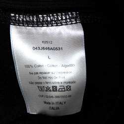 Pre Owned Dior Homme Black Flocked Logo Printed Hoodie L