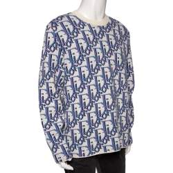 Pre Owned Dior Multicolored Oblique Jacquard Intarsia Knit Pullover L