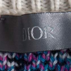 Pre Owned Dior Multicolored Oblique Jacquard Intarsia Knit Pullover L