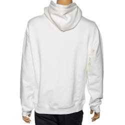 Pre Owned Dior White Logo Printed Cotton Long Sleeve Hoodie L 