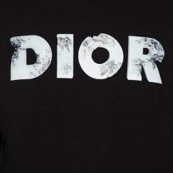 Pre Owned Dior Black Floral Logo Printed Cotton Crewneck Sweatshirt M