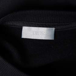Pre Owned Dior Black Floral Logo Printed Cotton Crewneck Sweatshirt M