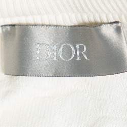 مملوكة مسبقًا Dior White Oblique Monogram Jacquard Terry Oversized T-Shirt M