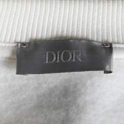 Pre Owned Dior White Paint Splatter Printed Cotton Crewneck Sweatshirt S