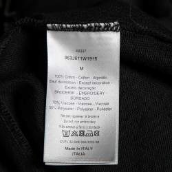 Pre Owned Dior Black Cotton Bee Embroidered Short Sleeve T-Shirt M