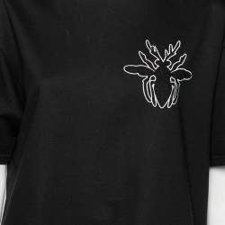 Pre Owned Dior Black Cotton Bee Embroidered Short Sleeve T-Shirt M