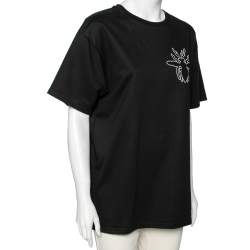 Pre Owned Dior Black Cotton Bee Embroidered Short Sleeve T-Shirt M