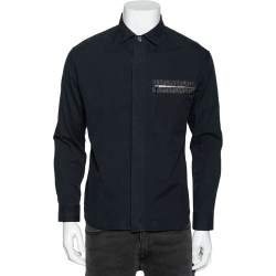 Dior Navy Blue Cotton Pocket Detail Button Front Shirt M