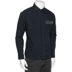 Dior Navy Blue Cotton Pocket Detail Button Front Shirt M