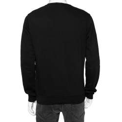 Dior Black Cotton Floral Printed Logo Embroidered Long Sleeve Sweatshirt M