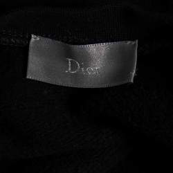Dior Black Cotton Floral Printed Logo Embroidered Long Sleeve Sweatshirt M