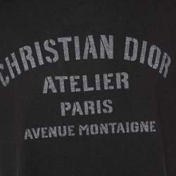 Pre Owned Dior Black Cotton Logo Printed Crewneck T-Shirt XL