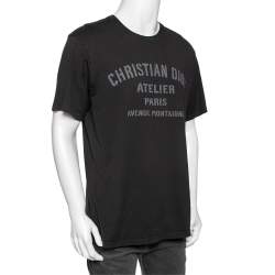 Pre Owned Dior Black Cotton Logo Printed Crewneck T-Shirt XL