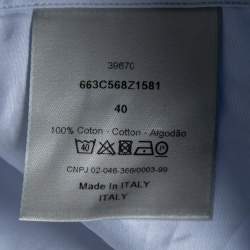 Dior Blue & Camouflage Sleeve Detail Cotton Button Front Shirt M