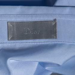 Dior Blue & Camouflage Sleeve Detail Cotton Button Front Shirt M
