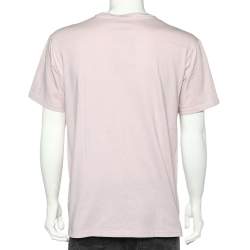 Pre Owned Dior Homme X Sorayama Pink Dinosaur Printed Cotton Crewneck T-Shirt M
