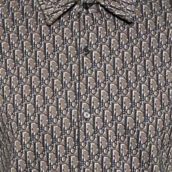 Pre Owned Dior Brown/White Cotton Oblique Long Sleeve Overshirt L