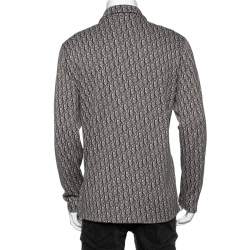 Pre Owned Dior Brown/White Cotton Oblique Long Sleeve Overshirt L