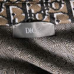 Pre Owned Dior Brown/White Cotton Oblique Long Sleeve Overshirt L