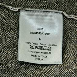 Pre Owned Dior Brown/White Cotton Oblique Long Sleeve Overshirt L