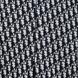 مملوكة مسبقًا Dior White-Blue Cotton Oblique Long Sleeve Overshirt L