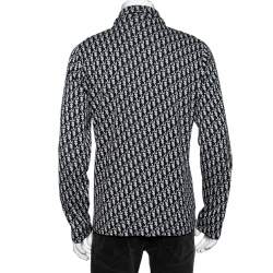 مملوكة مسبقًا Dior White-Blue Cotton Oblique Long Sleeve Overshirt L