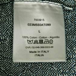 مملوكة مسبقًا Dior White-Blue Cotton Oblique Long Sleeve Overshirt L